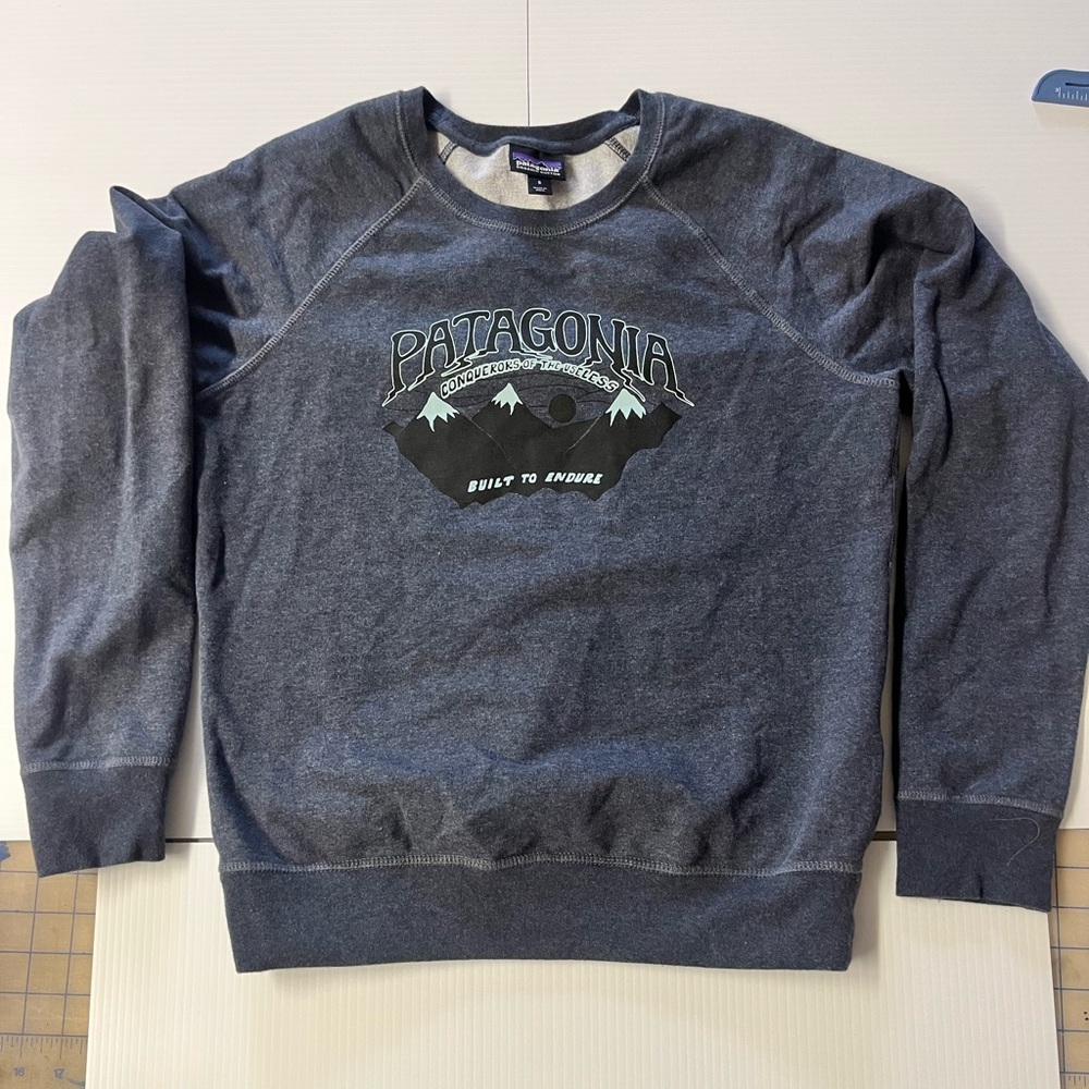 Patagonia Organic Cotton Grey Lightweight Crew Neck Sweatshirt Blue